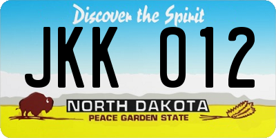 ND license plate JKK012