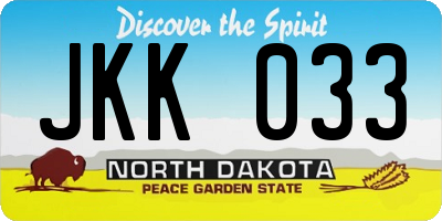 ND license plate JKK033