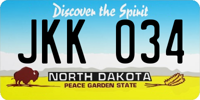 ND license plate JKK034