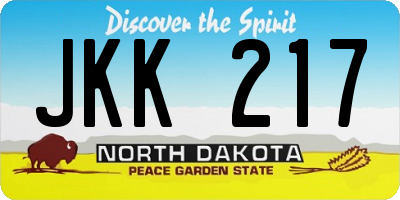 ND license plate JKK217