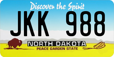 ND license plate JKK988