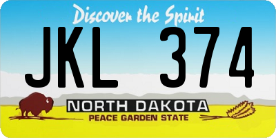 ND license plate JKL374