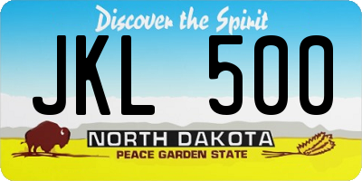 ND license plate JKL500