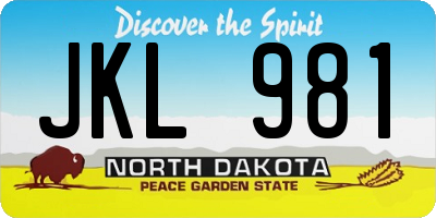 ND license plate JKL981