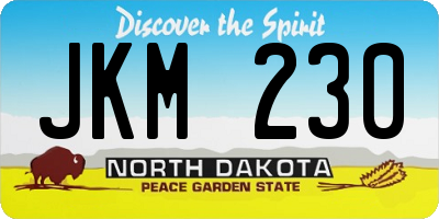 ND license plate JKM230