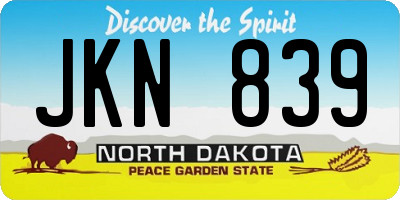 ND license plate JKN839