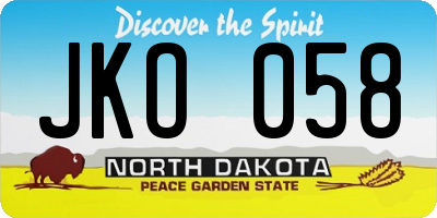 ND license plate JKO058
