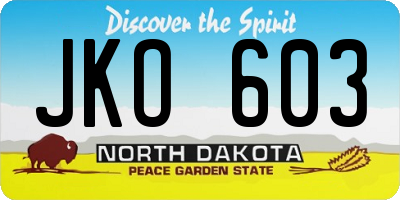 ND license plate JKO603