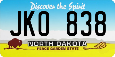 ND license plate JKO838