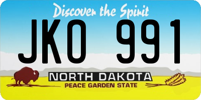 ND license plate JKO991
