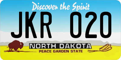 ND license plate JKR020