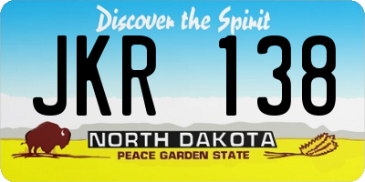ND license plate JKR138