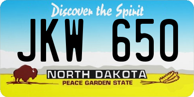 ND license plate JKW650