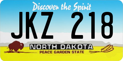 ND license plate JKZ218