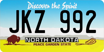 ND license plate JKZ992