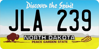 ND license plate JLA239