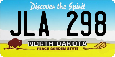ND license plate JLA298