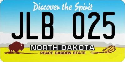 ND license plate JLB025