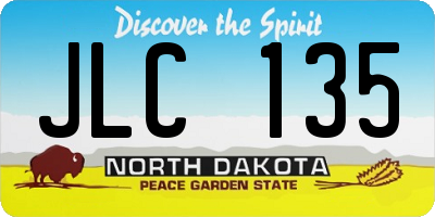 ND license plate JLC135