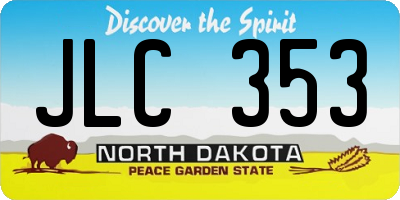 ND license plate JLC353