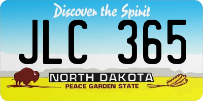 ND license plate JLC365