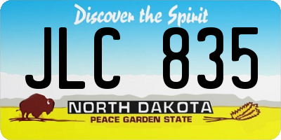 ND license plate JLC835
