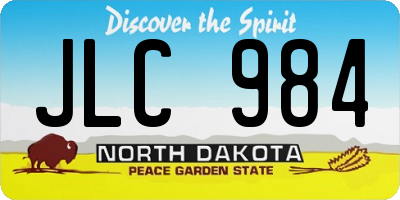 ND license plate JLC984