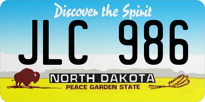 ND license plate JLC986