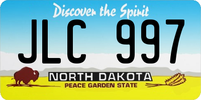 ND license plate JLC997