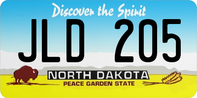 ND license plate JLD205