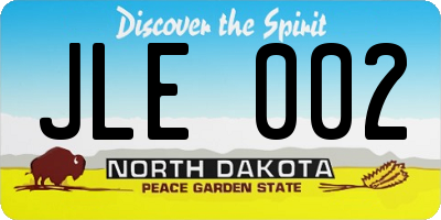 ND license plate JLE002