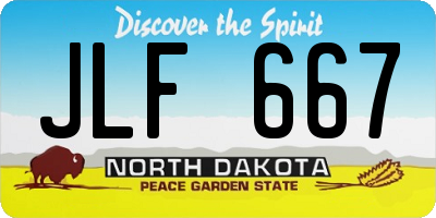 ND license plate JLF667
