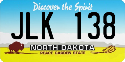 ND license plate JLK138