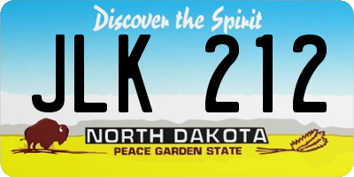 ND license plate JLK212
