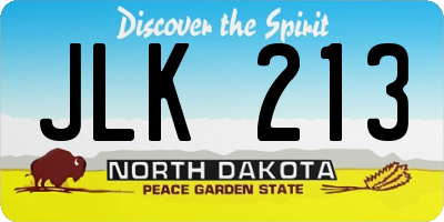 ND license plate JLK213