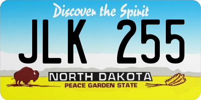 ND license plate JLK255