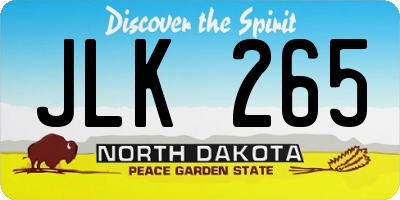 ND license plate JLK265