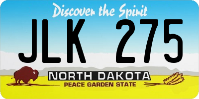 ND license plate JLK275