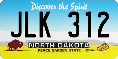 ND license plate JLK312