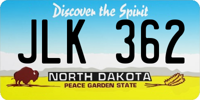 ND license plate JLK362
