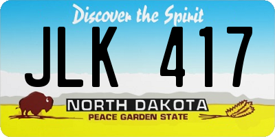 ND license plate JLK417