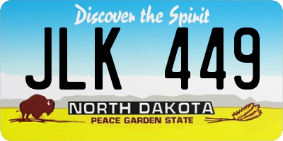 ND license plate JLK449