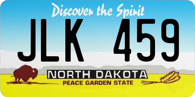 ND license plate JLK459