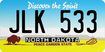 ND license plate JLK533