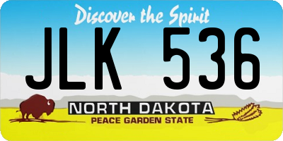 ND license plate JLK536