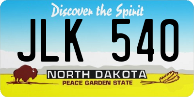 ND license plate JLK540
