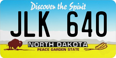 ND license plate JLK640