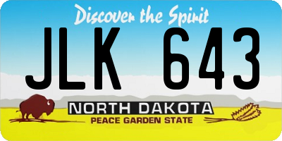 ND license plate JLK643