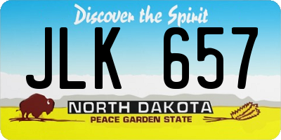 ND license plate JLK657