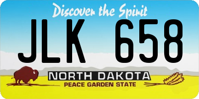 ND license plate JLK658